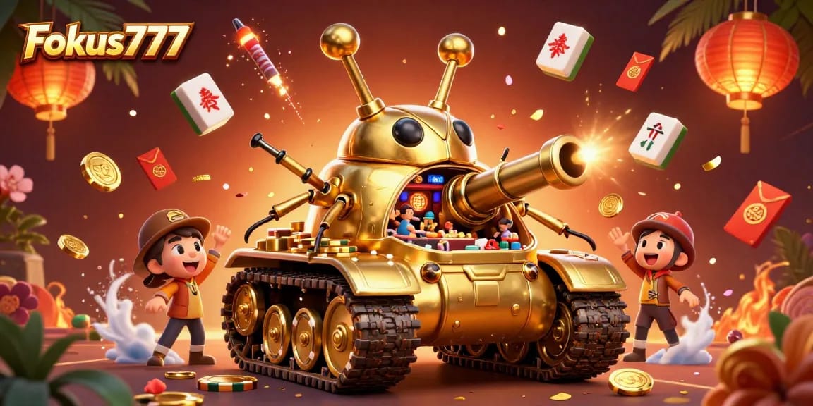 Experience the exciting world of Fokus777 with a golden beetle tank casino and dynamic gaming elements.