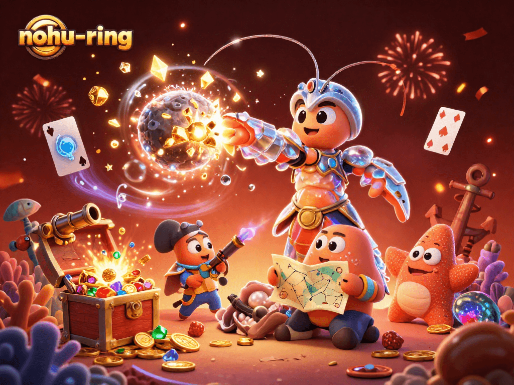 Spin and win in nohu-ring's vibrant game world featuring galactic characters and treasure!