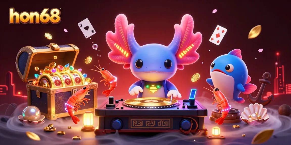 Experience the excitement of hon68 with vibrant underwater casino elements and energetic characters.