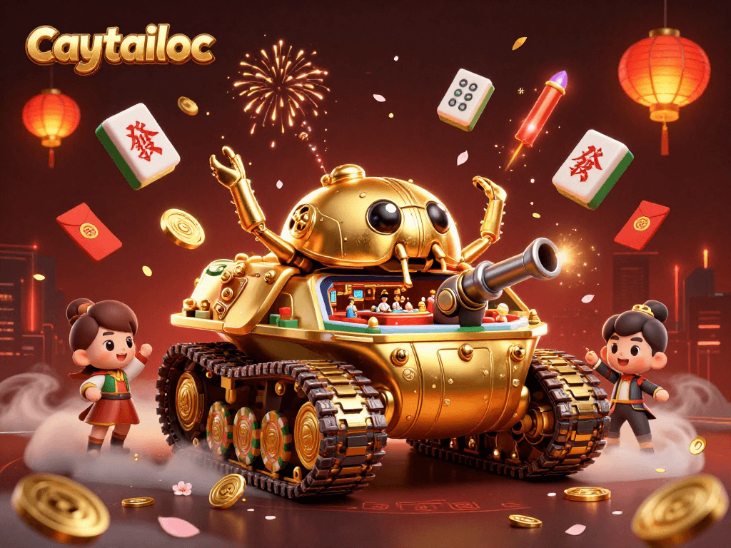 Experience the excitement of caytailoc in this vibrant illustration featuring a miniature casino filled with action and luck.