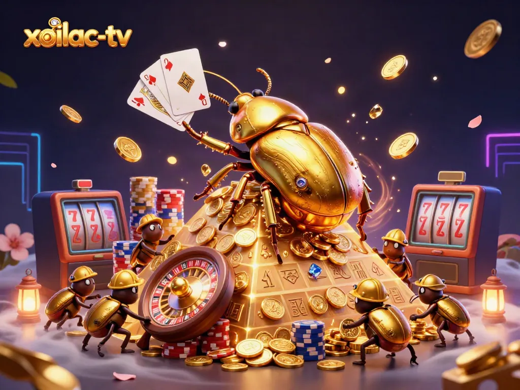 Experience thrilling casino dynamics at xoilac-tv with hyper-detailed 3D cartoon art showcasing gambling excitement.