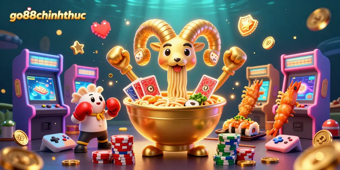 Experience go88chinhthuc energy with a 3D cartoon scene showcasing thrilling casino game elements.