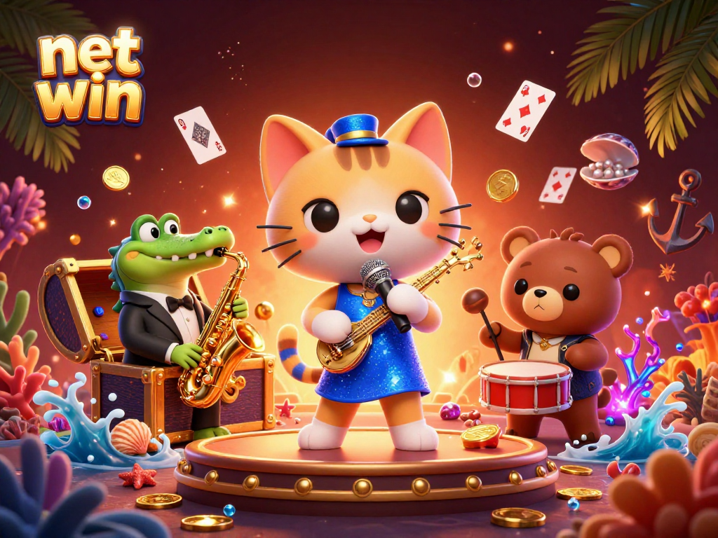 Experience a thrilling net win with lively casino characters interacting amidst dynamic gaming elements