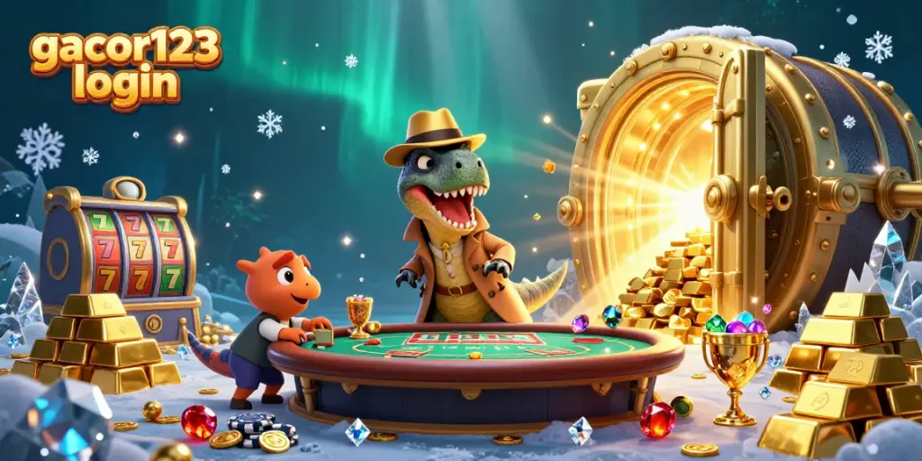 Experience excitement at gacor123 login with a velociraptor card counter at the blackjack table and gleaming treasures.