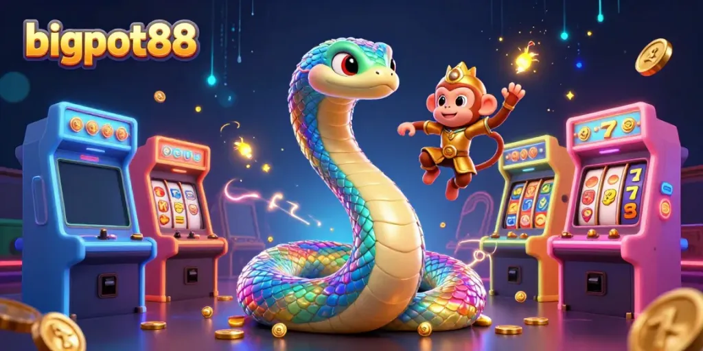 Engage with bigpot88's dynamic gameplay, featuring a colorful scene of adventure and jackpots.
