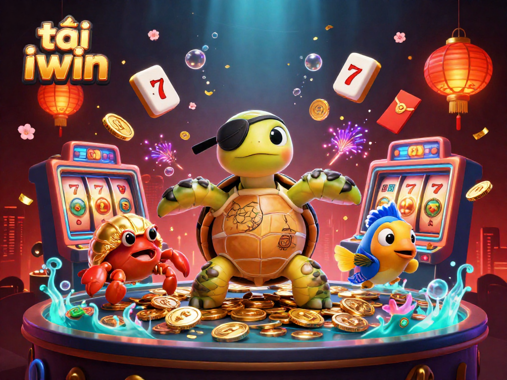 Spin and win with tải iwin as cartoon turtle and friends dive into thrilling casino adventures.