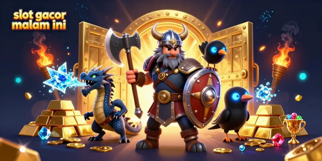 Mencoba keberuntungan di slot gacor malam ini dengan Viking, naga, dan raven yang memikat.