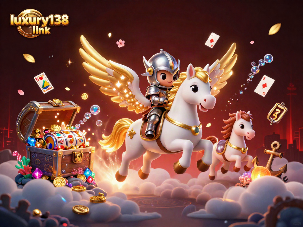 Menang besar dalam slot dengan luxury138 link dan karakter kuda bersayap berkilauan.