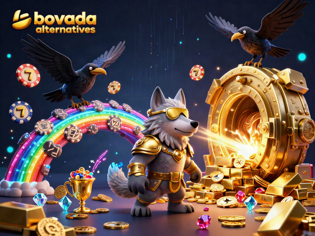 Explore Bovada alternatives with a vibrant scene featuring thrilling game elements and engaging characters.