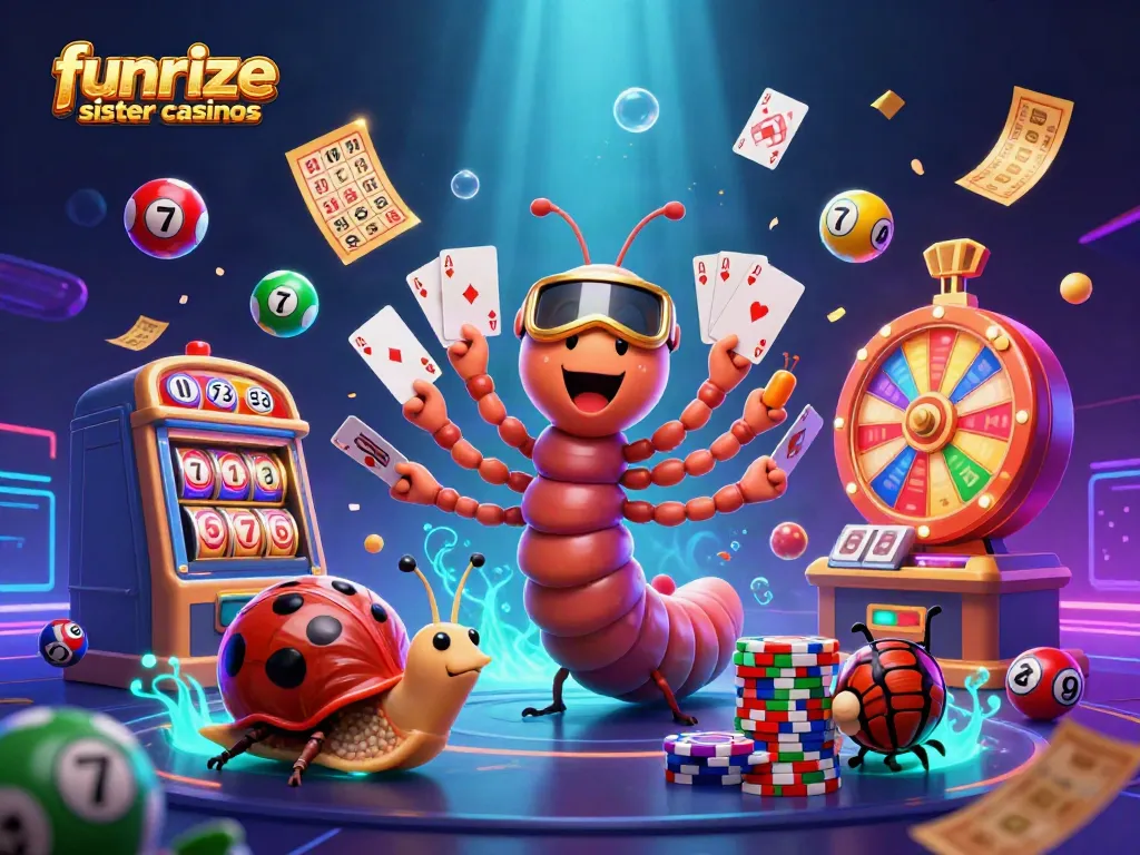 Experience the excitement of funrize sister casinos with vibrant lottery elements and animated characters in a dynamic scene.