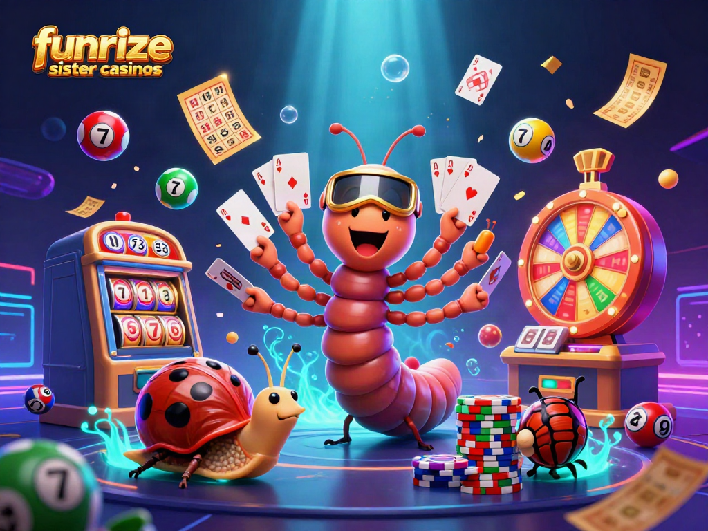 Experience the excitement of funrize sister casinos with vibrant lottery elements and animated characters in a dynamic scene.