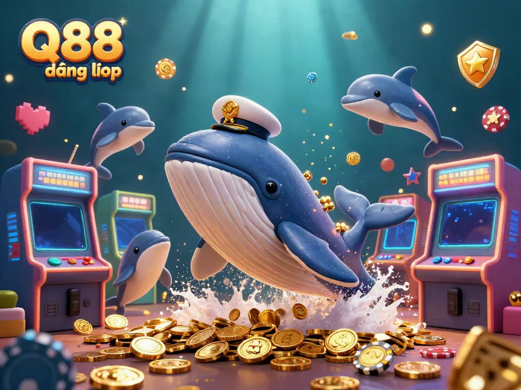 Experience Q88 đăng nhập with a vibrant underwater theme featuring playful characters and casino elements.