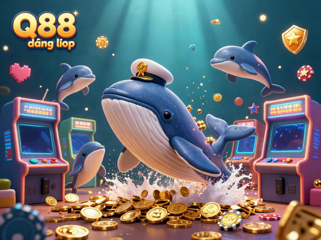 Experience Q88 đăng nhập with a vibrant underwater theme featuring playful characters and casino elements.