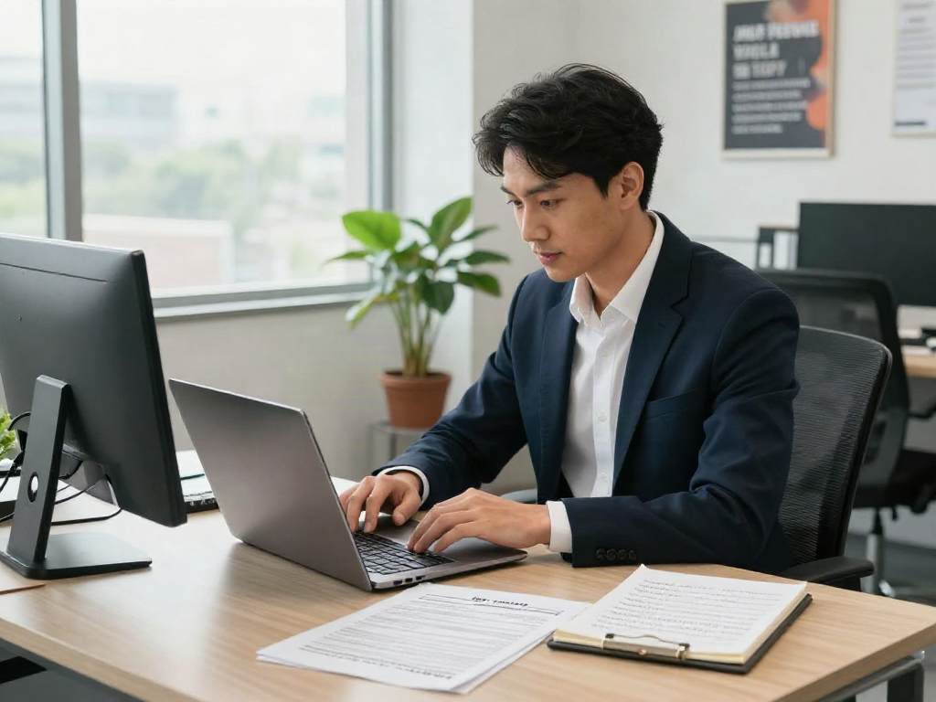 หางาน job search in a bright modern office with a focus on opportunity