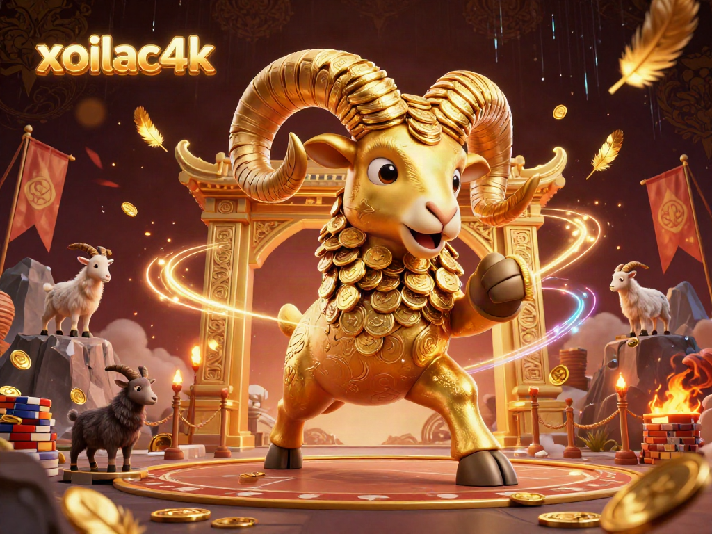 Experience thrilling actions with the xoilac4k golden ram charging through a vibrant casino arena.
