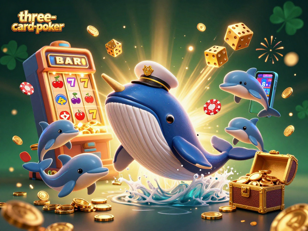 Experience thrilling three-card-poker action with a dazzling illustration of rich casino elements.