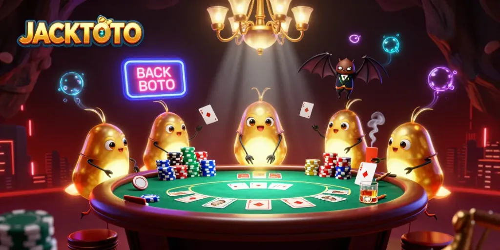 Experience the thrill of winning with JACKTOTO and glowing casino surprises in this vibrant illustration.