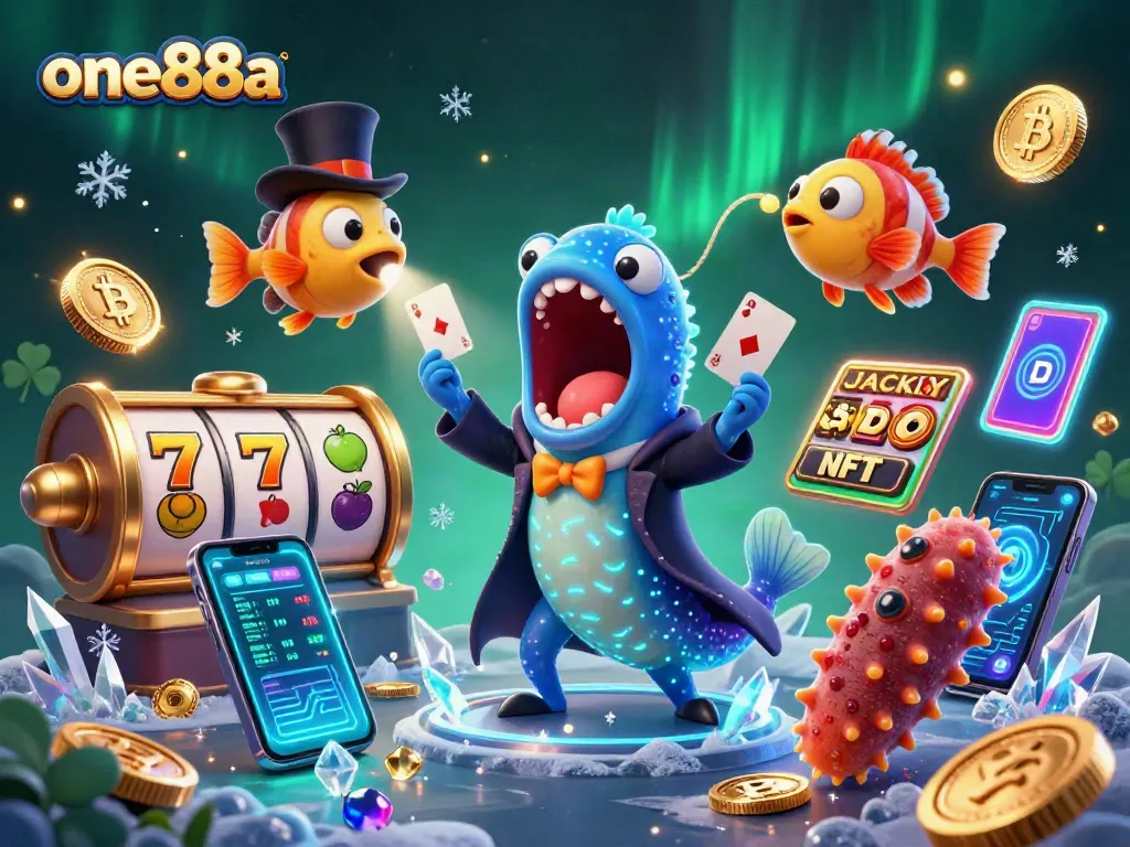 Engage with one88a's thrilling slot experience featuring a bioluminescent deep-sea eel showcasing magic tricks.