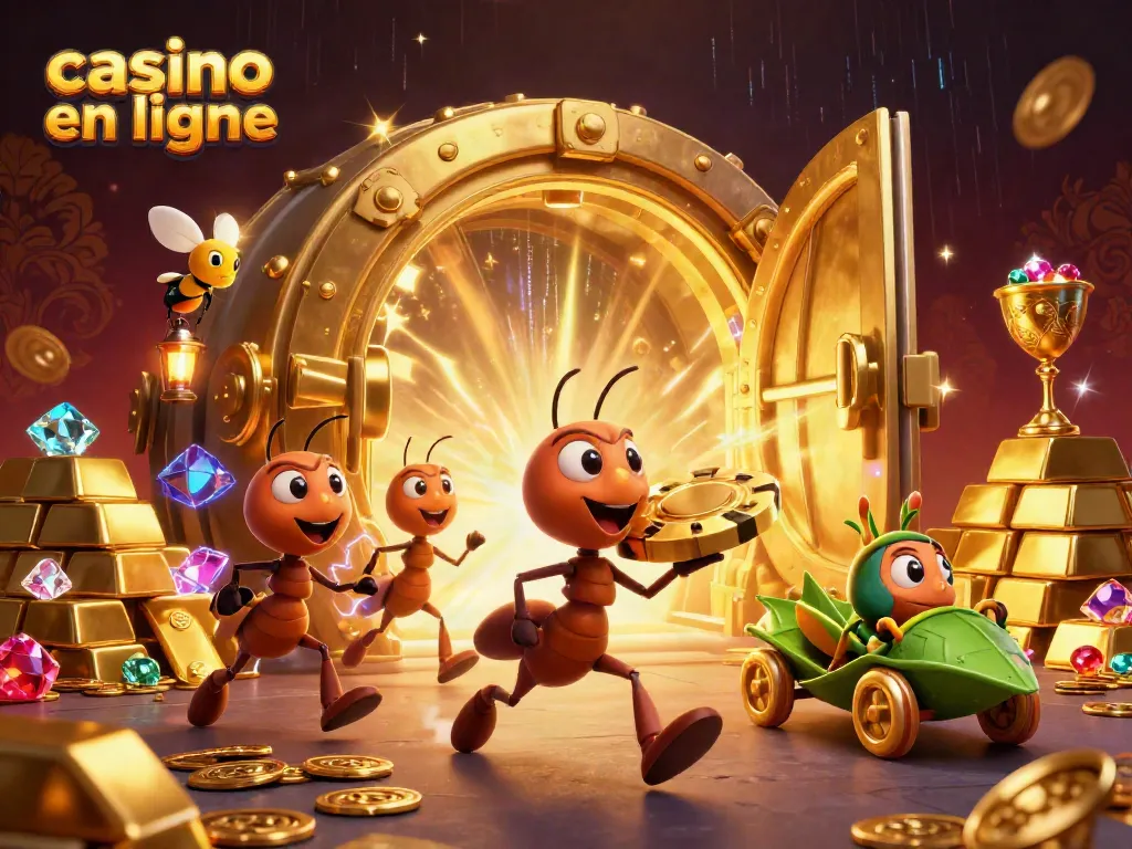 Experience thrilling wins in a vibrant casino en ligne with our heist-themed gaming illustration.