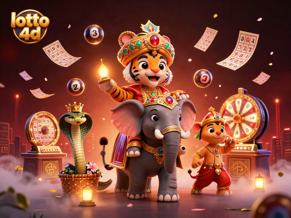 Experience thrilling lotto 4d excitement with a vibrant, animated lottery scene.