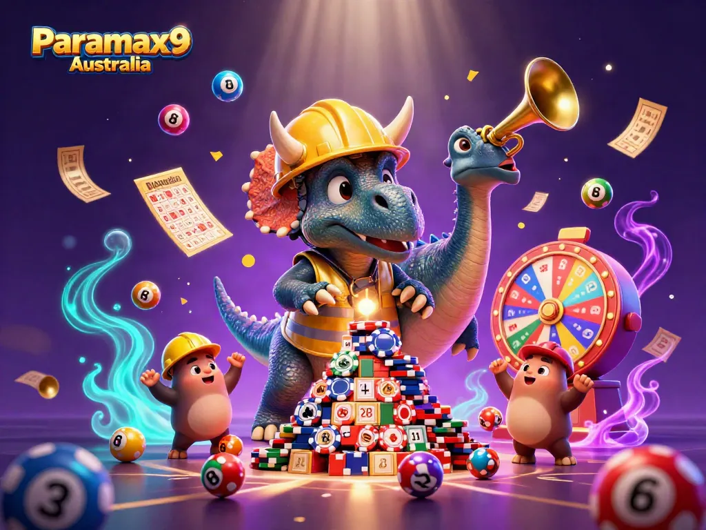 Experience thrilling gaming excitement with Paramax9 Australia in a vibrant 3D casino scene.