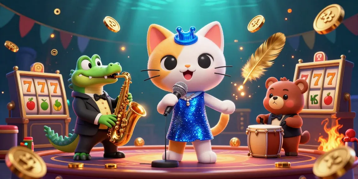 Gim "Slot Zeus" yang menampilkan kucing penyanyi jazz dan karakter lainnya di panggung kasino