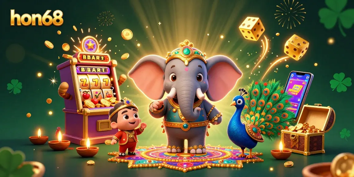 Experience the thrilling game atmosphere at hon68 with vibrant colors and exciting casino elements.