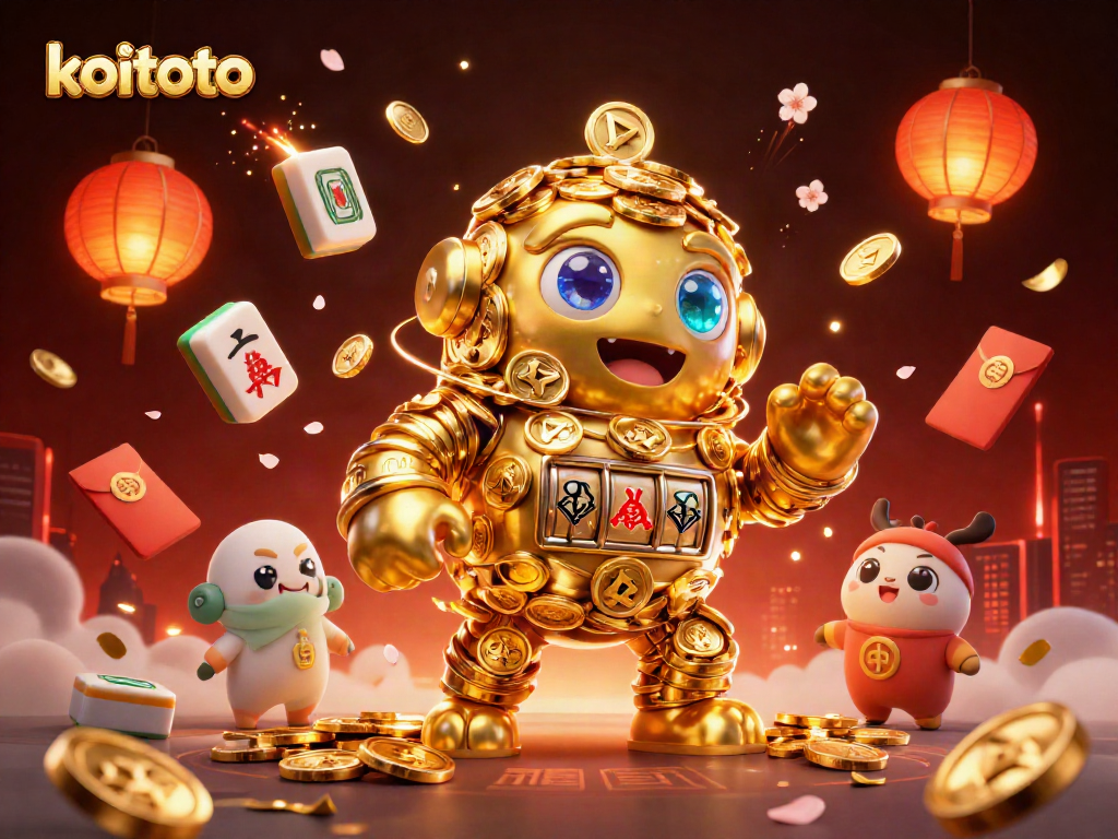 Engage with koitoto to enjoy exciting Asian online casino adventures amidst a vibrant gaming illustration.