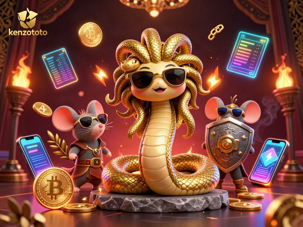 Engage in thrilling gameplay at kenzototo featuring Medusa and a warrior mouse with crypto elements.