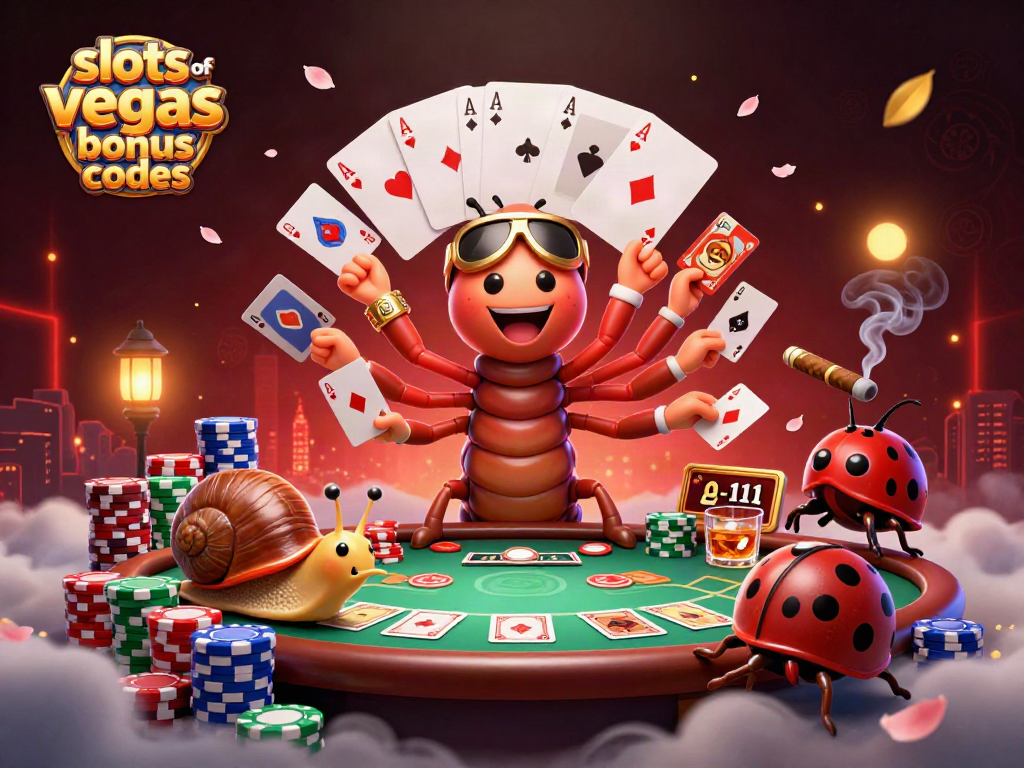 Experience winning slots of vegas bonus codes in action with colorful casino elements and charming characters.