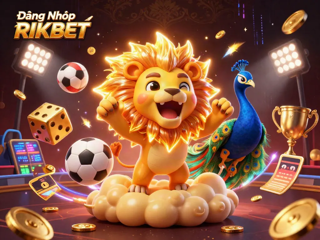 Engaging gaming scene promoting Đăng Nhập RIKBET with vibrant characters and dynamic casino elements.