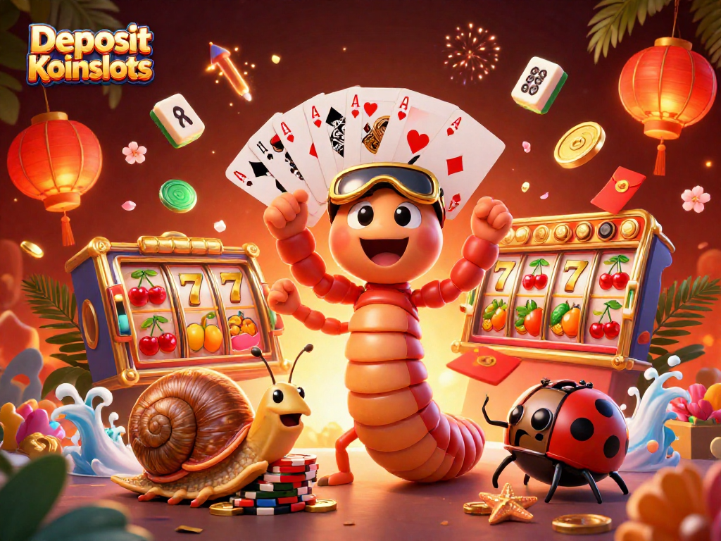 Spin and win at Deposit Koinslots with a lively 3D casino scene filled with exciting slots!