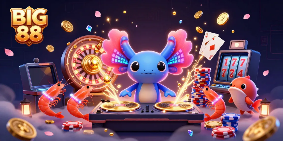 Experience the vibrant world of BIG 88 with a neon DJ and captivating underwater casino scene filled with excitement.