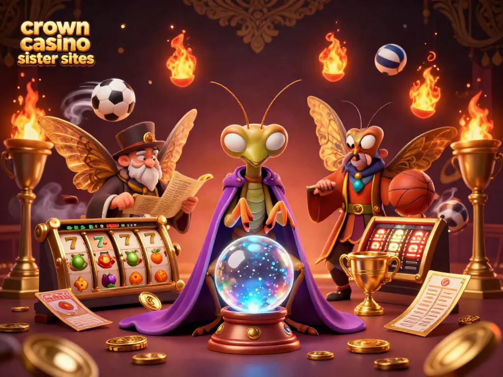 Experience excitement with crown coins casino sister sites in this vibrant 3D gambling scene featuring slot reels.