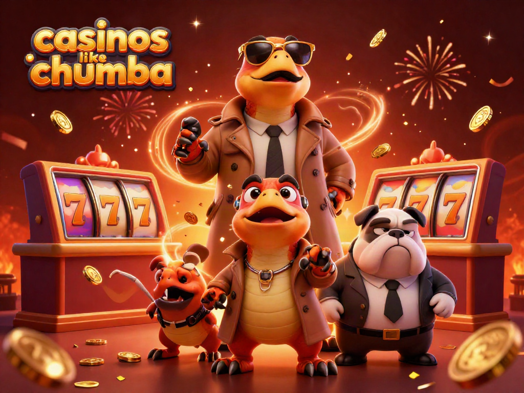 Experience casinos like chumba with vibrant slot reels and dynamic gaming action in this colorful illustration.