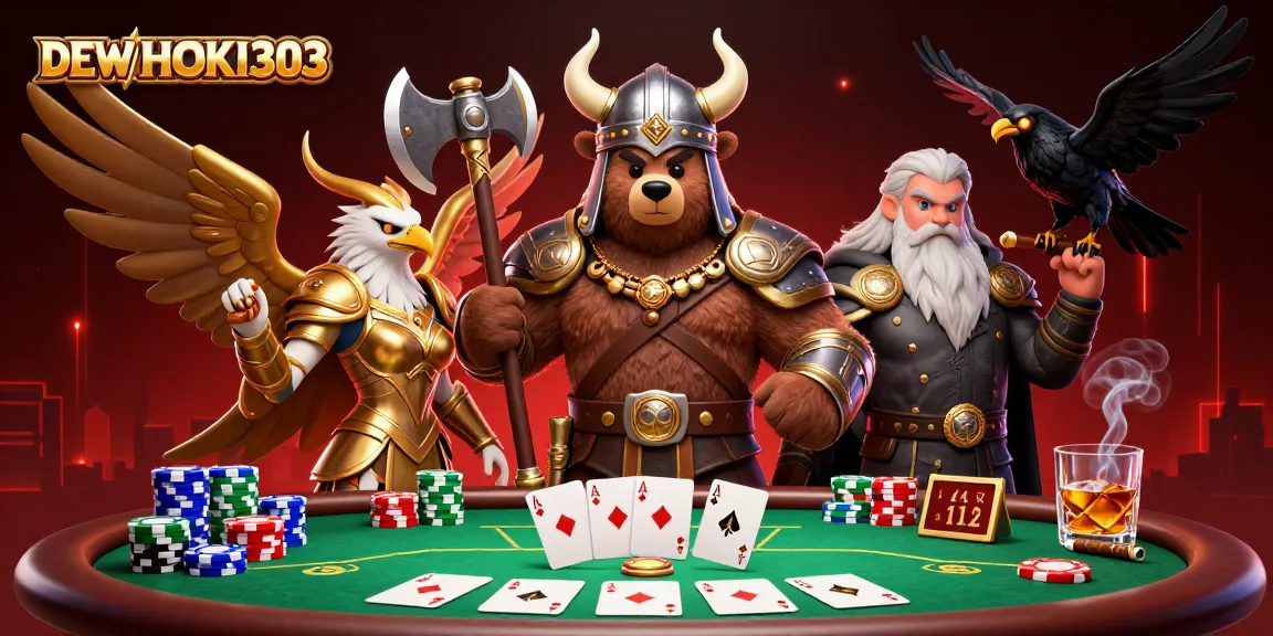 DEWAHOKI303 bermain dengan poker yang penuh aksi di meja kasino yang megah.