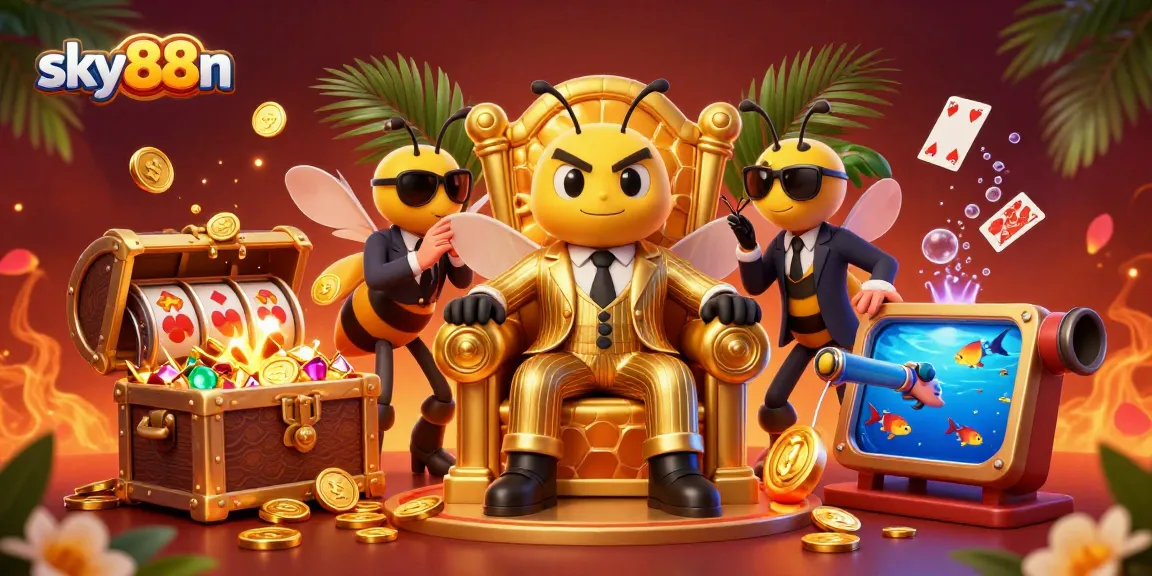 Experience thrilling gameplay at sky88n with a vibrant illustration of casino excitement, showcasing dynamic characters and elements.