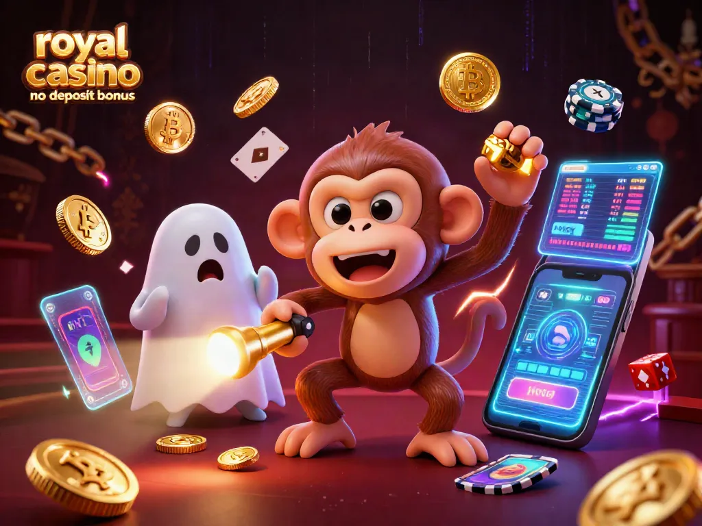 Play exciting games with the royal ace casino no deposit bonus, featuring a haunted casino adventure illustration.