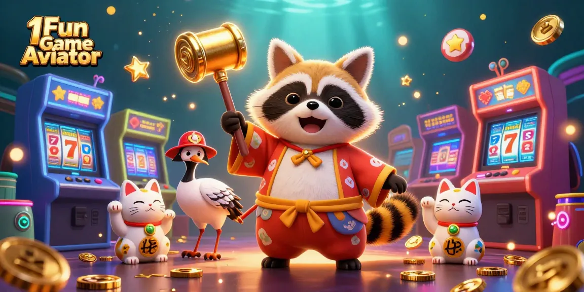 Experience the excitement of 1Fun Game Aviator with vibrant 3D casino characters and game elements.