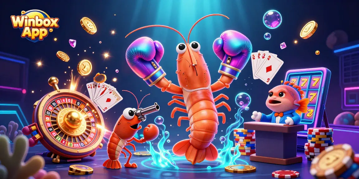 Winbox App showcases thrilling gambling action with vibrant gaming elements, dynamic characters, and casino excitement.