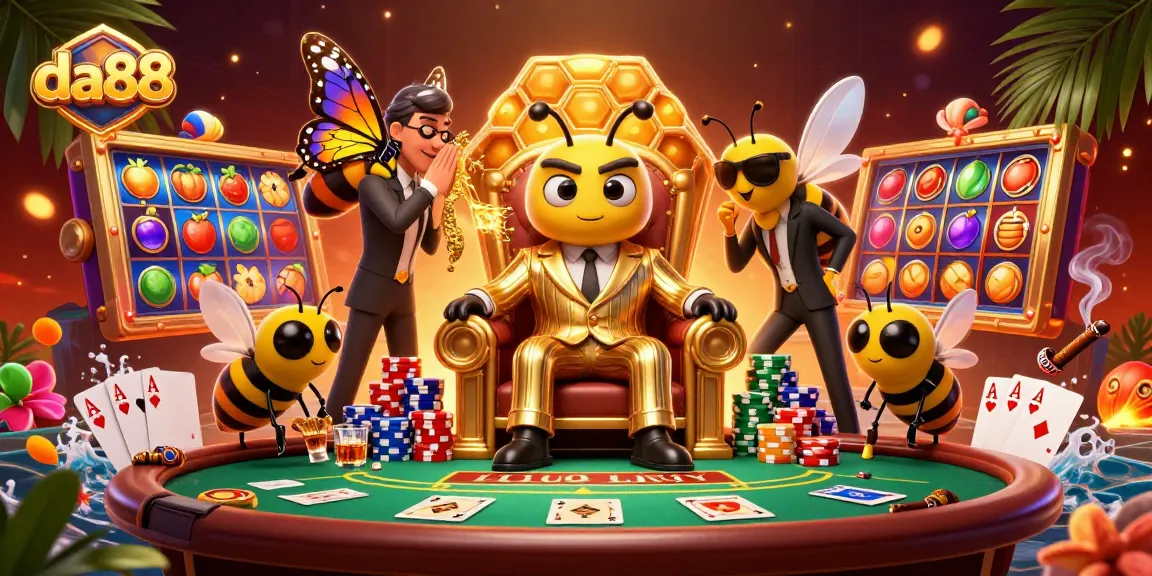 Experience exciting moments at da88 with vibrant poker tables, chips, and characters in a thrilling casino scene.