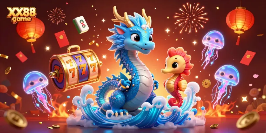 Experience thrilling gameplay as you engage with XX88 game, surrounded by dynamic casino elements.