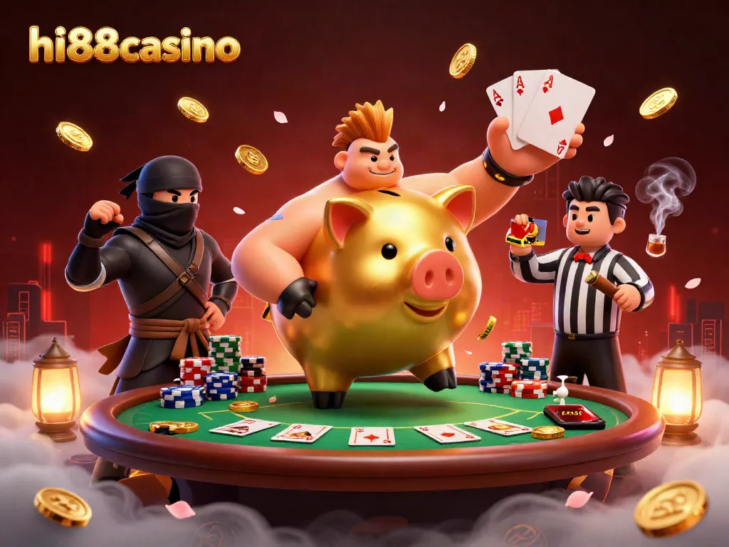 Engage with hi88casino's thrilling poker scene showcasing dynamic characters in action.