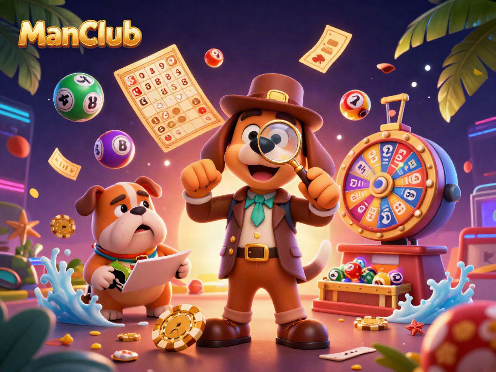 Experience thrilling wins at ManClub with vibrant casino elements and engaging characters.