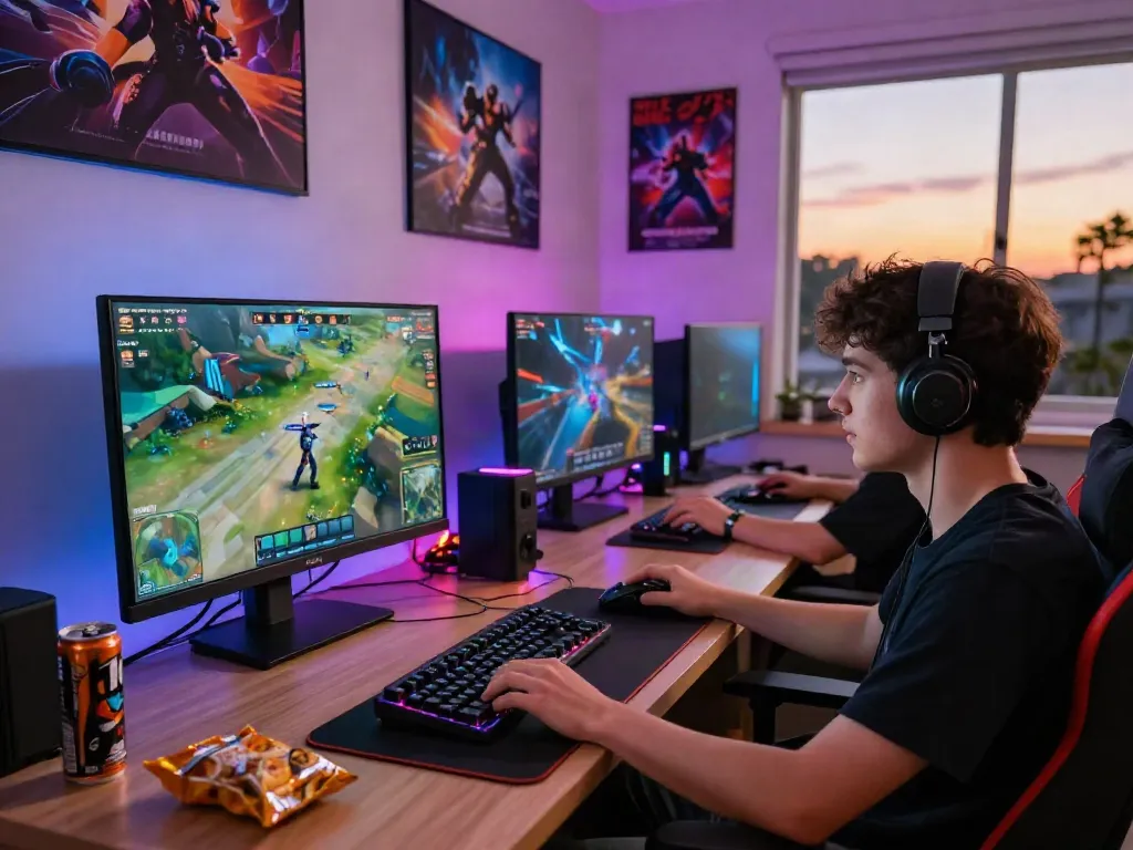 Online gaming experience with qqmacan game setup and vibrant atmosphere.
