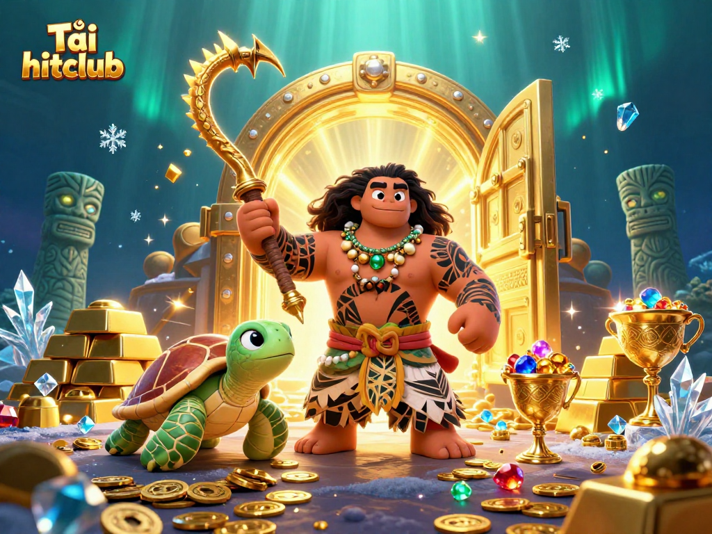 Engage in thrilling gameplay by Tải hitclub, featuring vibrant 3D characters amidst treasure and casino elements.