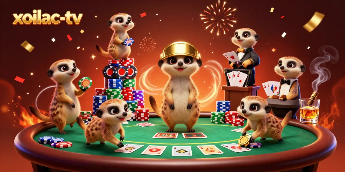 Experience thrilling action at xoilac-tv with playful meerkats managing a vibrant casino scene.
