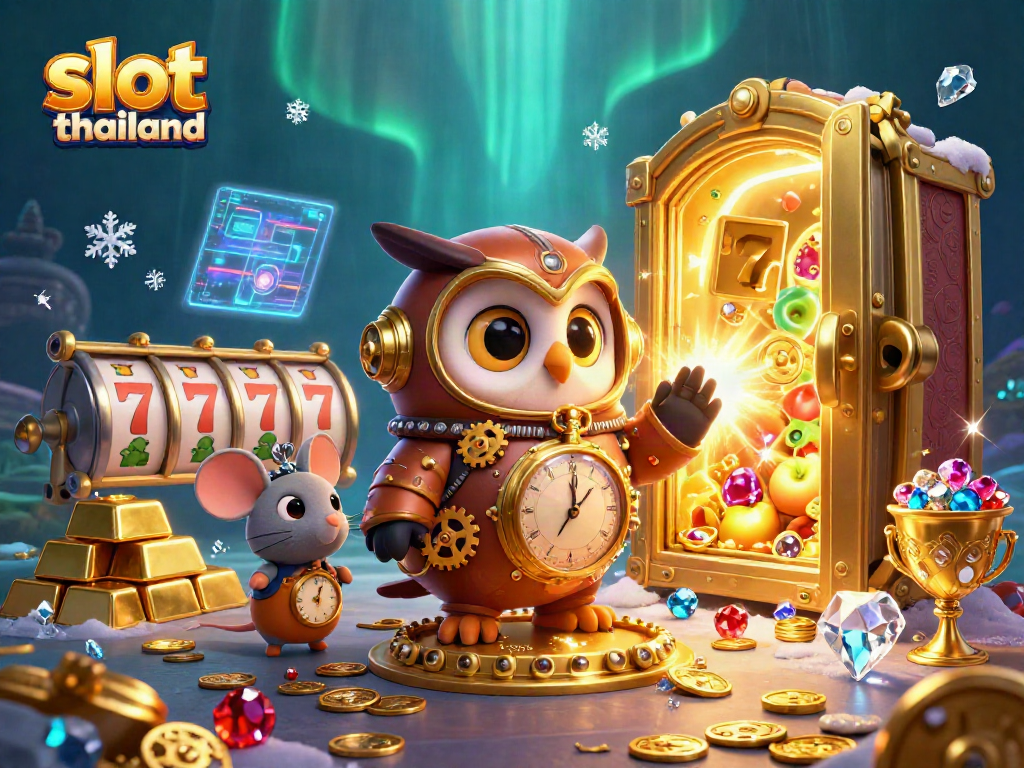 Experience exciting slot thailand gaming with a whimsical steampunk owl and treasures.