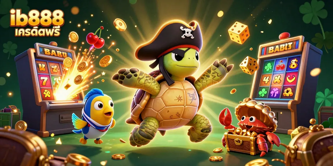 การเข้าสู่ระบบของ ib888 เครดิตฟรี พร้อมกับภาพ 3D สุดน่ารักที่มีเต่าข pirate, ปูเงา, และปลานกแก้ว