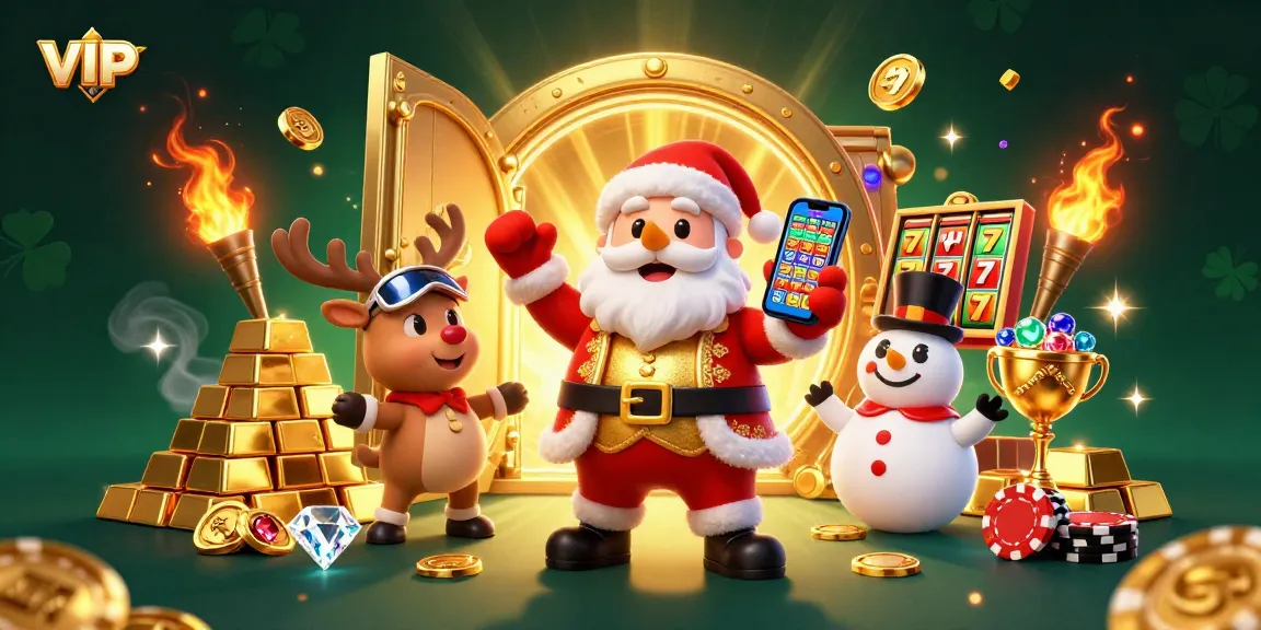 Engage in exhilarating jackpot action with VIPWIN amidst festive 3D casino characters.